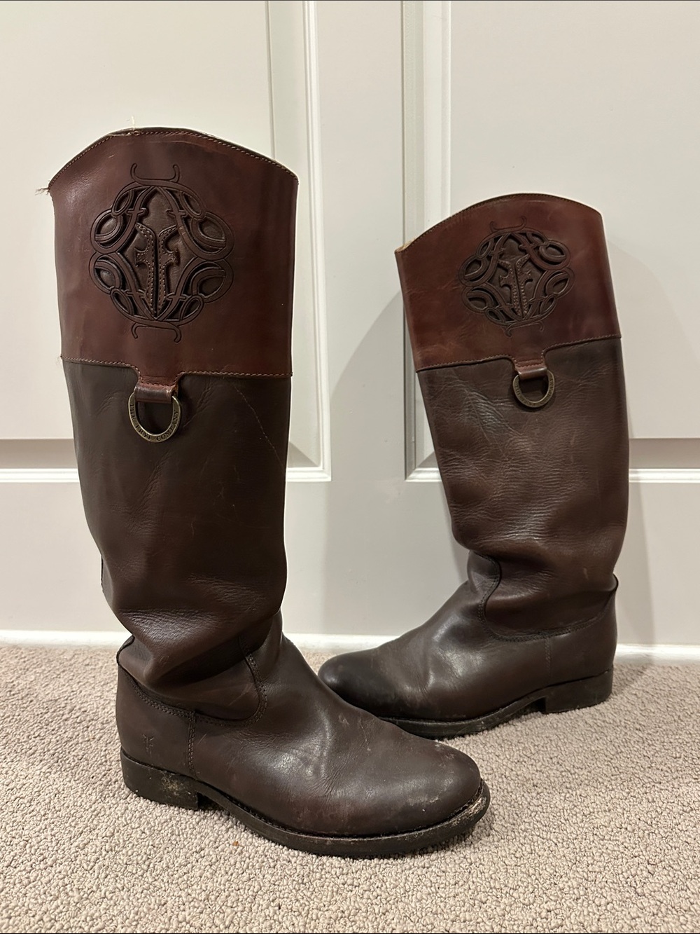 Frye Two-Tone Brown Leather Over-The-Knee Boots